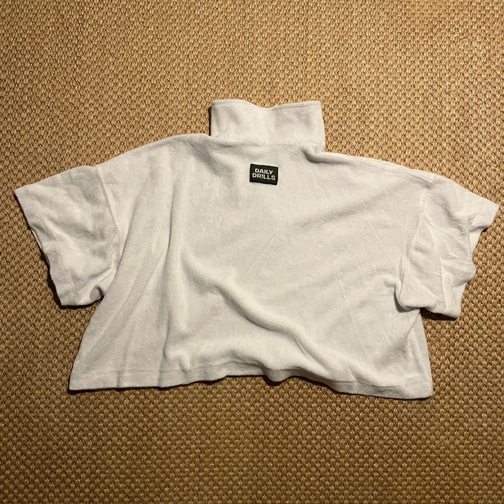 Daily Drills Terry Polo Cloth Cropped Collared Shirt Boxy Coverup | Women’s M-L - Picture 3 of 8